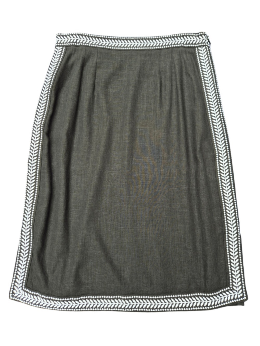 Women's Ann Taylor Midi Skirt Sz 12 Black White Embroidered